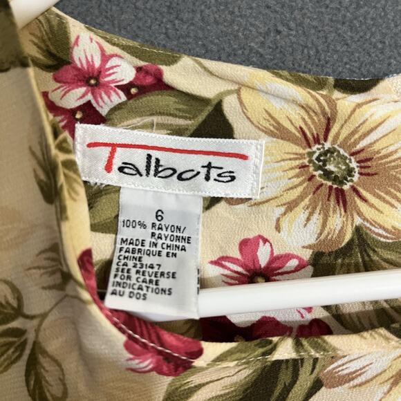 Talbots Maxi Dress Size 6 Floral Cream Vintage Cottagecore English Countryside - Picture 3 of 8